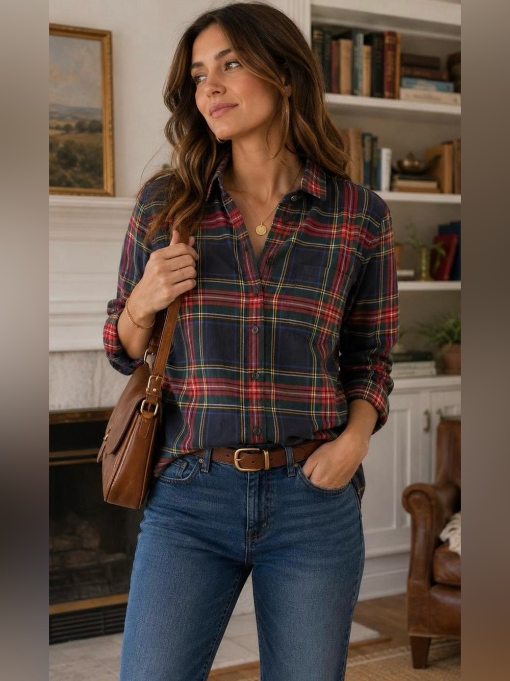 J. crew Navy Red Plaid Shirt
